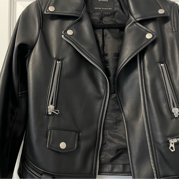 Zara black leather jacket - Picture 3 of 4